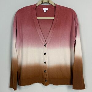 J. Jill Pink Brown Dip Dye Cardigan SP